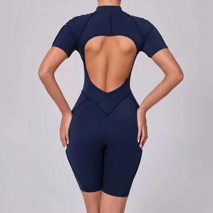 Bellanica - Seamless Zipper Yoga Gym Jumpsuit