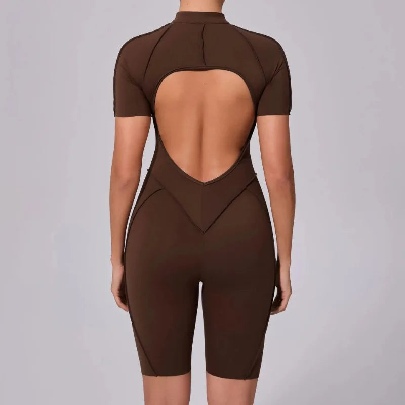 Bellanica - Seamless Zipper Yoga Gym Jumpsuit