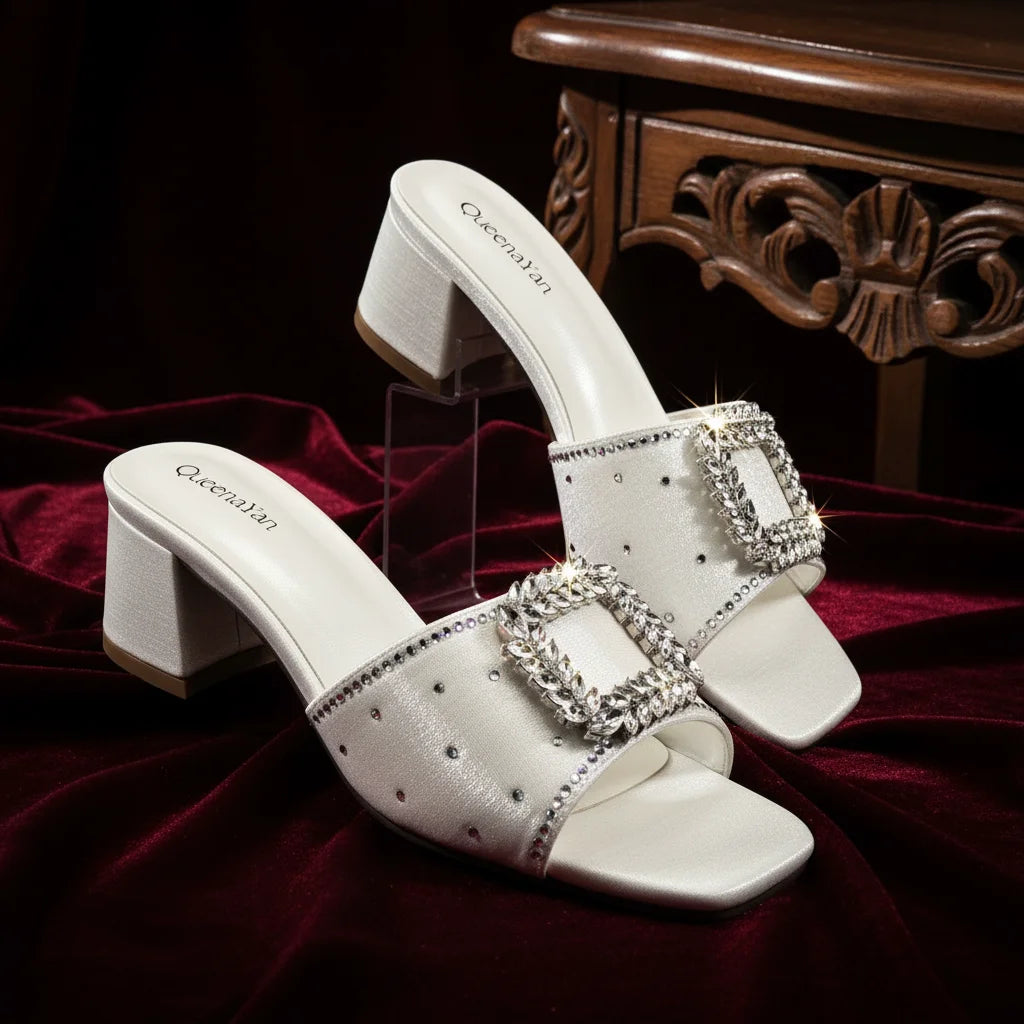 Rhinestone Heels with Luxury Handbag
