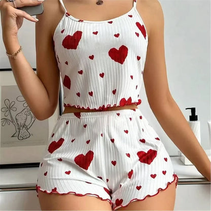 Women's Heart Print Pajama Set