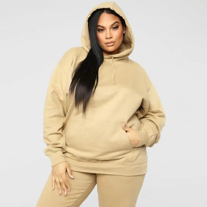 Bellanica - Loose Plus-Size Hooded Sweater Suit