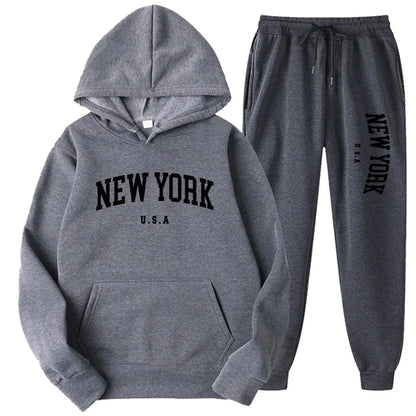 Bellanica - New York Print Casual Hoodie Set