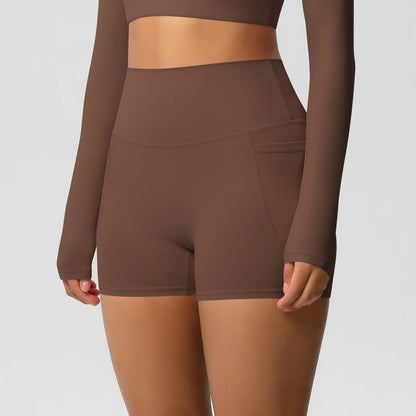 Bellanica - High-waist pocketed squat-proof shorts