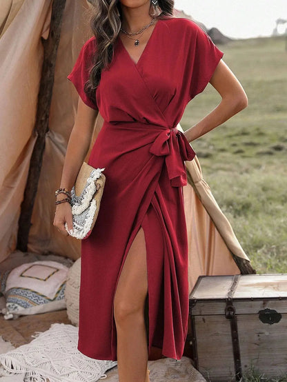 Bellenica - Elegant Summer V-Neck Wrap Dress