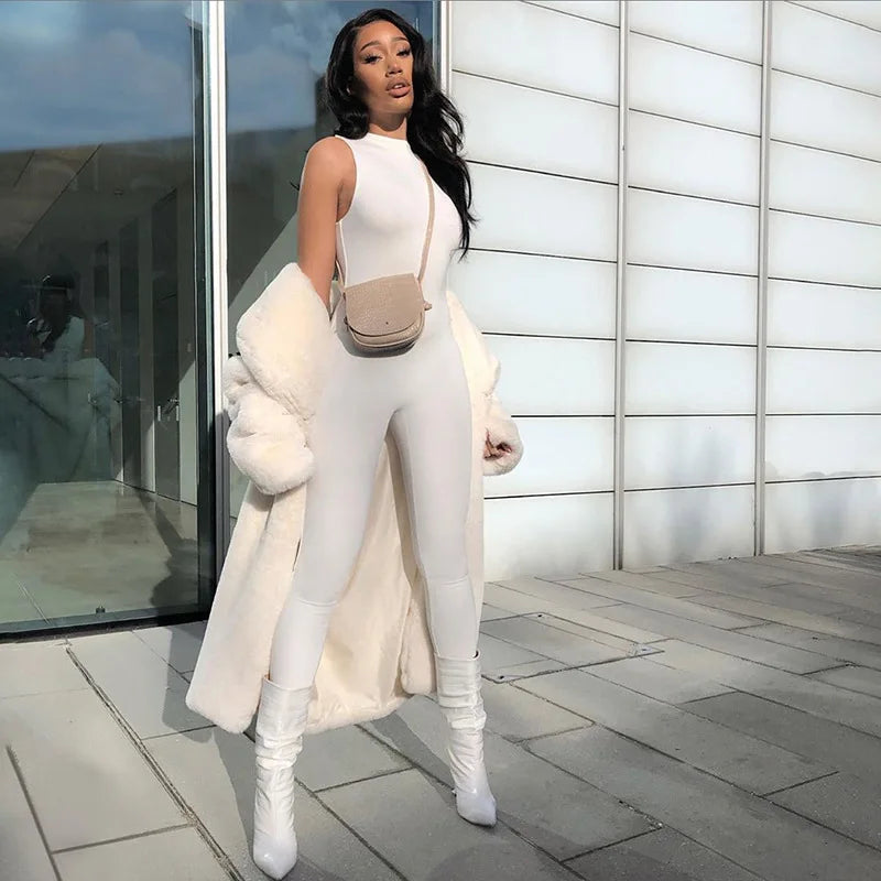 Bellanica - Slim Sleeveless Sporty Pencil Jumpsuit