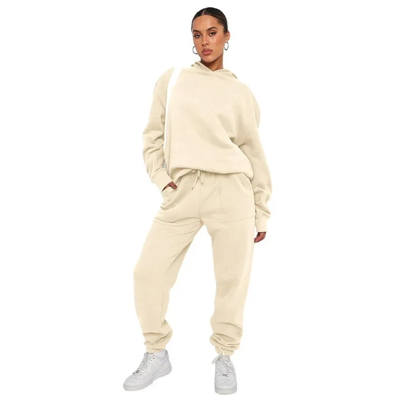 Bellanica - Women's Solid Hooded Sweatshirt Set