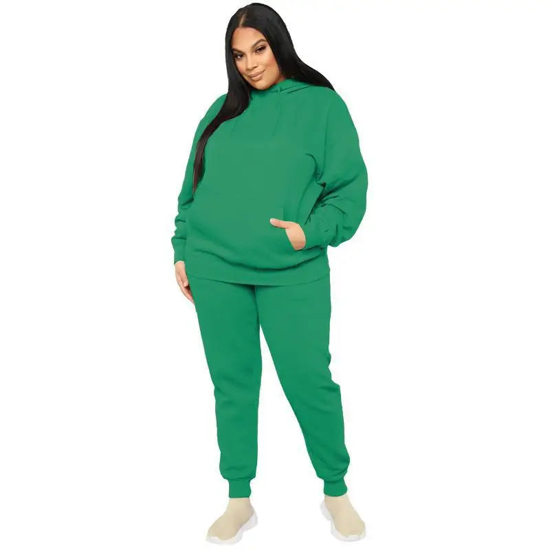 Bellanica - Loose Plus-Size Hooded Sweater Suit