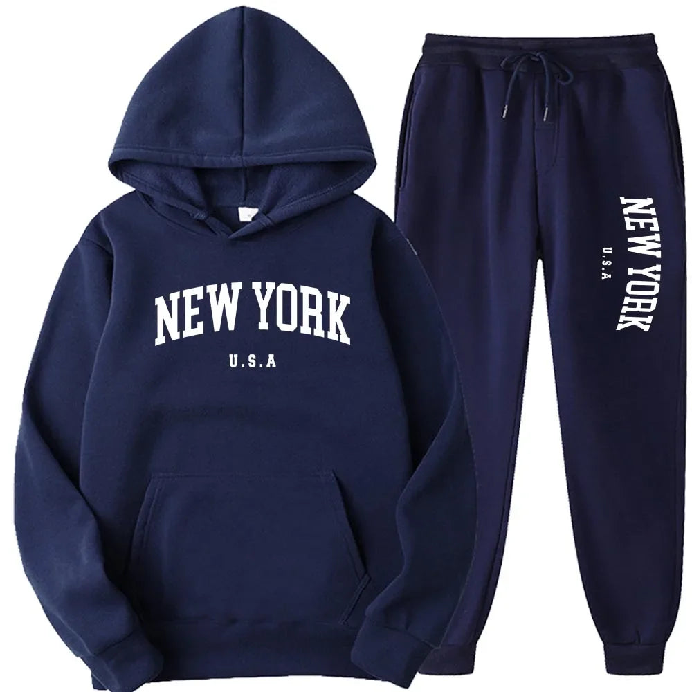 Bellanica - New York Print Casual Hoodie Set