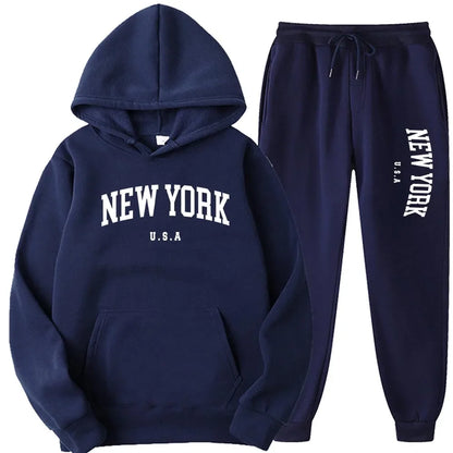 Bellanica - New York Print Casual Hoodie Set
