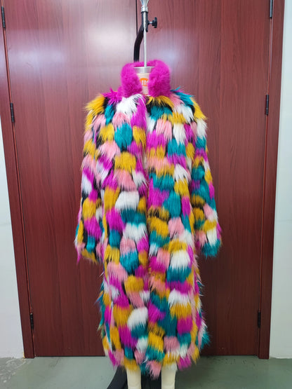 Bellanica - Women’s Rainbow Faux-Fur Coat
