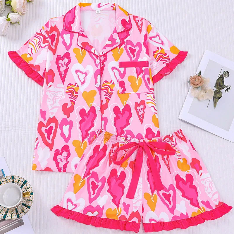 Casual Printed Women's Pajama Short Set