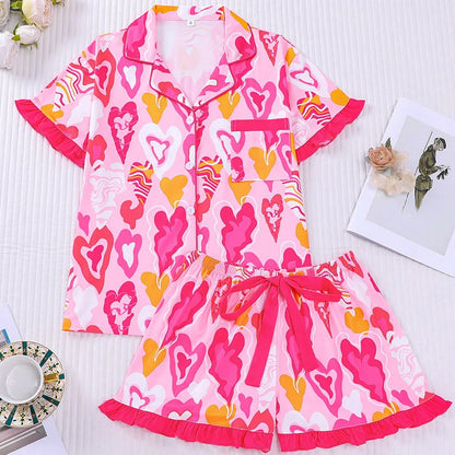 Casual Printed Women's Pajama Short Set