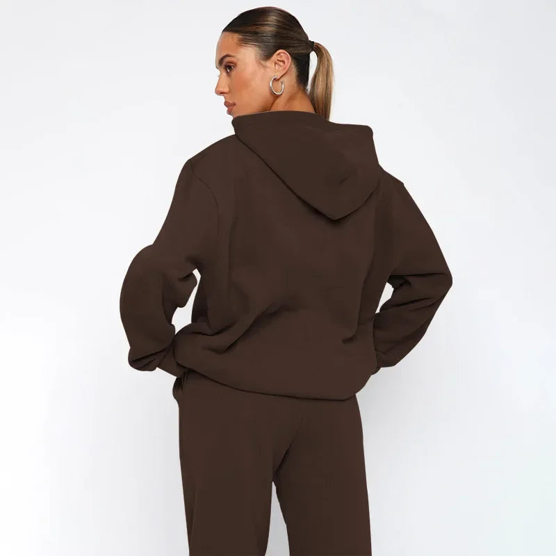 Bellanica - Women's Solid Hooded Sweatshirt Set