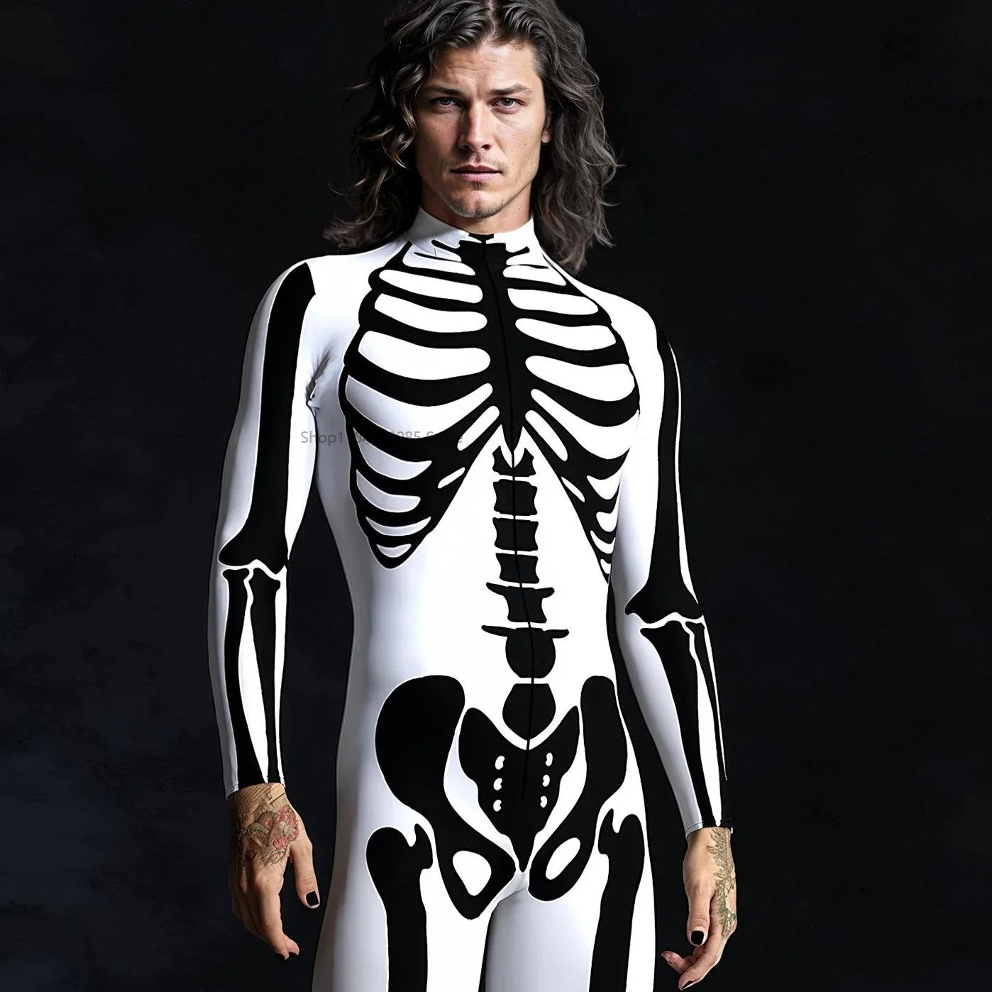 Bellanica - Men’s Skeleton Steampunk Halloween Bodysuit