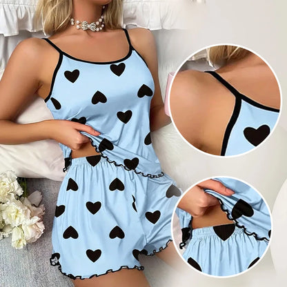 Women's Heart Print Pajama Set
