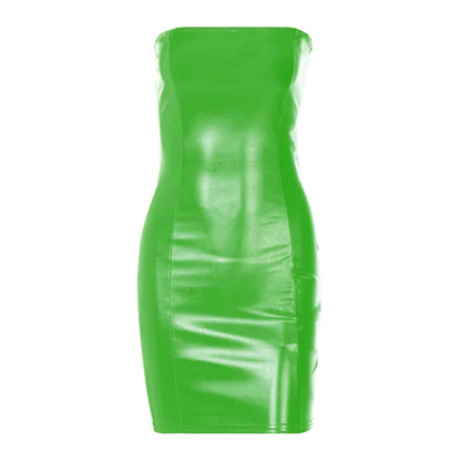 Bellanica - Sexy Strapless PU Leather PU Summer Dress