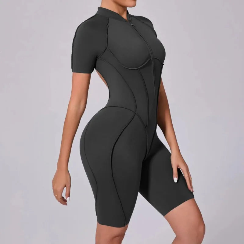 Bellanica - Seamless Zipper Yoga Gym Jumpsuit