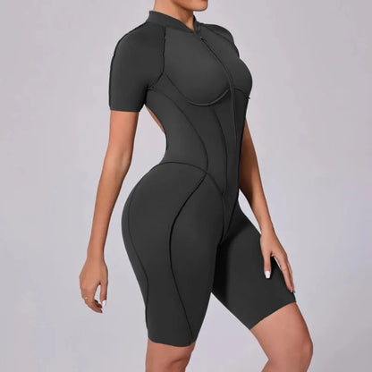 Bellanica - Seamless Zipper Yoga Gym Jumpsuit