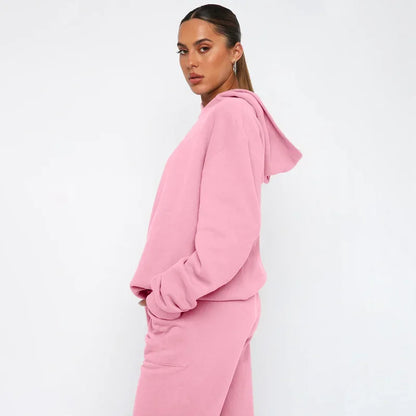 Bellanica - Women's Solid Hooded Sweatshirt Set