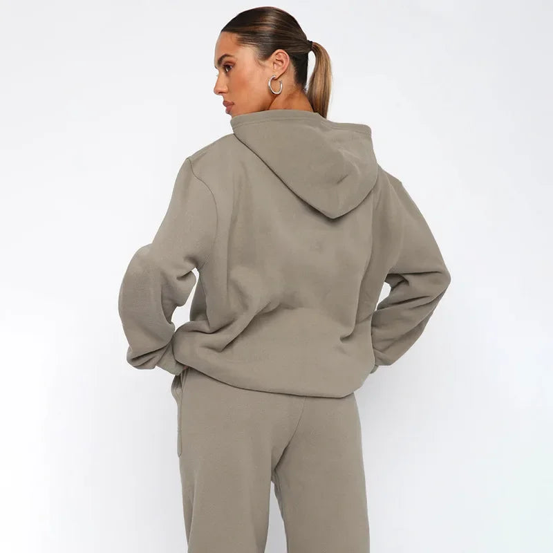 Bellanica - Women's Solid Hooded Sweatshirt Set