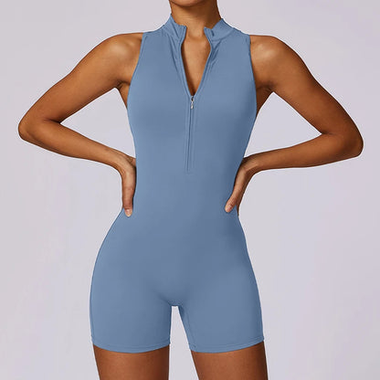 Bellanica - Backless Scrunch Zip Gym Jumpsuit