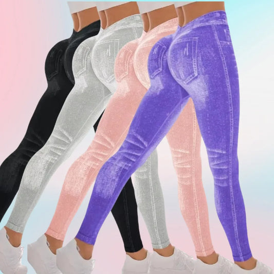 Bellanica - Seamless Faux Jeans Fitness Leggings