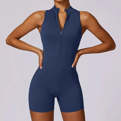 Bellanica - Backless Scrunch Zip Gym Jumpsuit