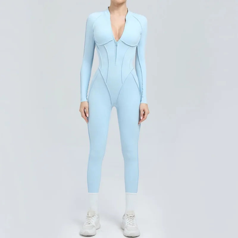 Bellanica - Seamless Zipper Yoga Gym Jumpsuit