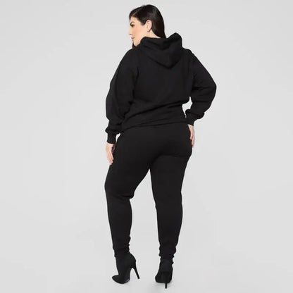 Bellanica - Loose Plus-Size Hooded Sweater Suit