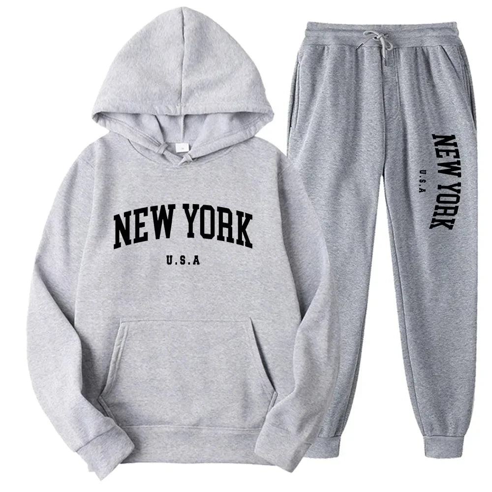 Bellanica - New York Print Casual Hoodie Set
