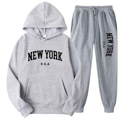 Bellanica - New York Print Casual Hoodie Set