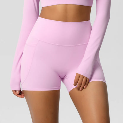Bellanica - High-waist pocketed squat-proof shorts
