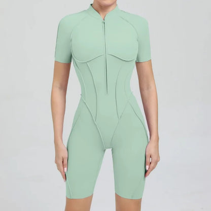 Bellanica - Seamless Zipper Yoga Gym Jumpsuit