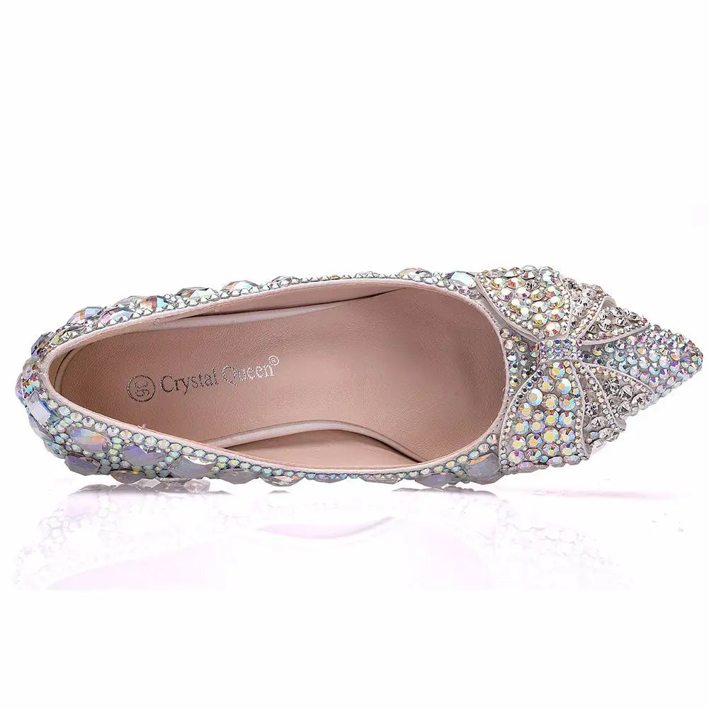 Bellanica - Escarpins à talon carré transparent et nœud en cristal