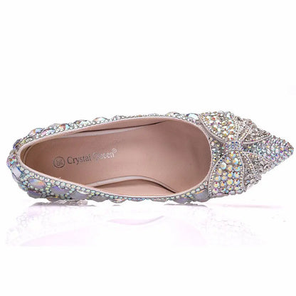 Bellanica - Escarpins à talon carré transparent et nœud en cristal
