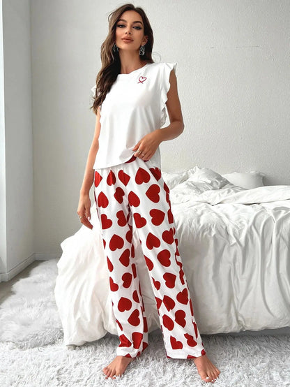 Bellanica - Pyjama-Set mit Herzaufdruck, Loungewear, bequem