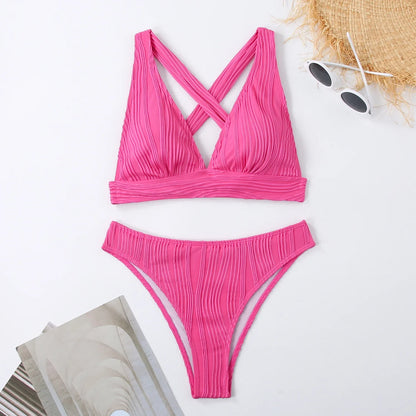 Bellanica - Crinkled High-Cut Bikini Set
