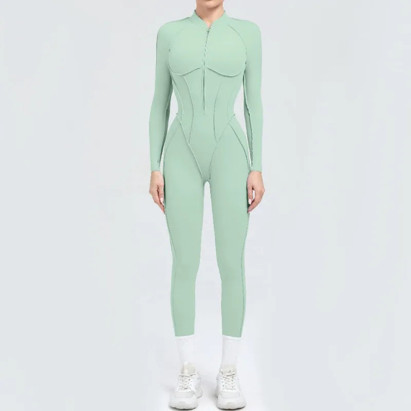 Bellanica - Seamless Zipper Yoga Gym Jumpsuit