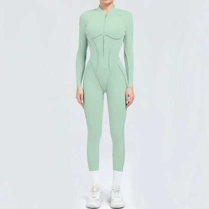Bellanica - Seamless Zipper Yoga Gym Jumpsuit