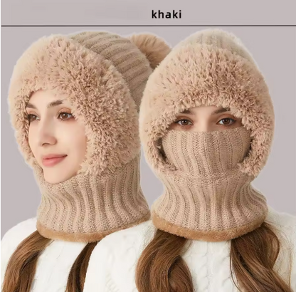 Bellanica - Knitted Hat Scarf Mask One-piece Hat Women's Winter
