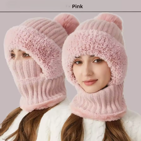 Bellanica - Knitted Hat Scarf Mask One-piece Hat Women's Winter