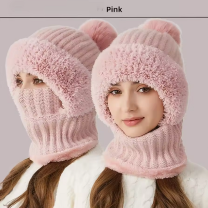 Bellanica - Knitted Hat Scarf Mask One-piece Hat Women's Winter