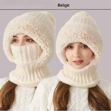 Bellanica - Knitted Hat Scarf Mask One-piece Hat Women's Winter