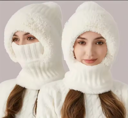 Bellanica - Knitted Hat Scarf Mask One-piece Hat Women's Winter