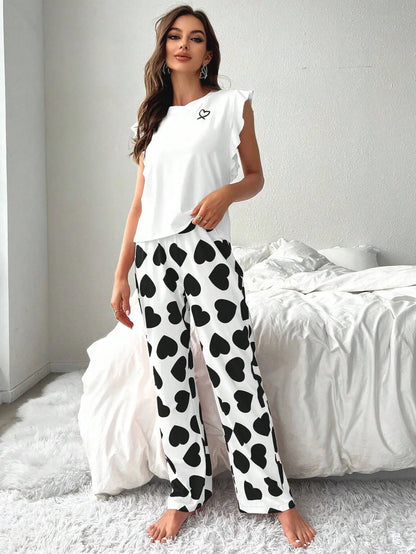 Bellanica - Pyjama-Set mit Herzaufdruck, Loungewear, bequem