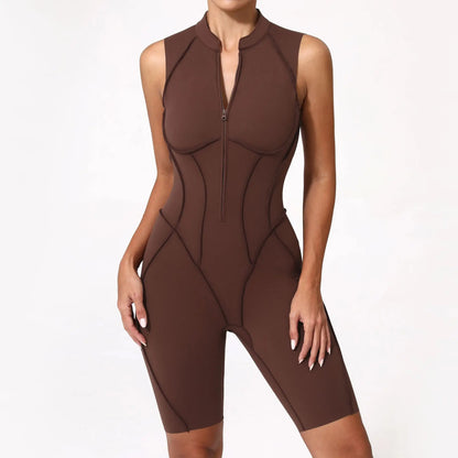 Bellanica - Seamless Zipper Yoga Gym Jumpsuit