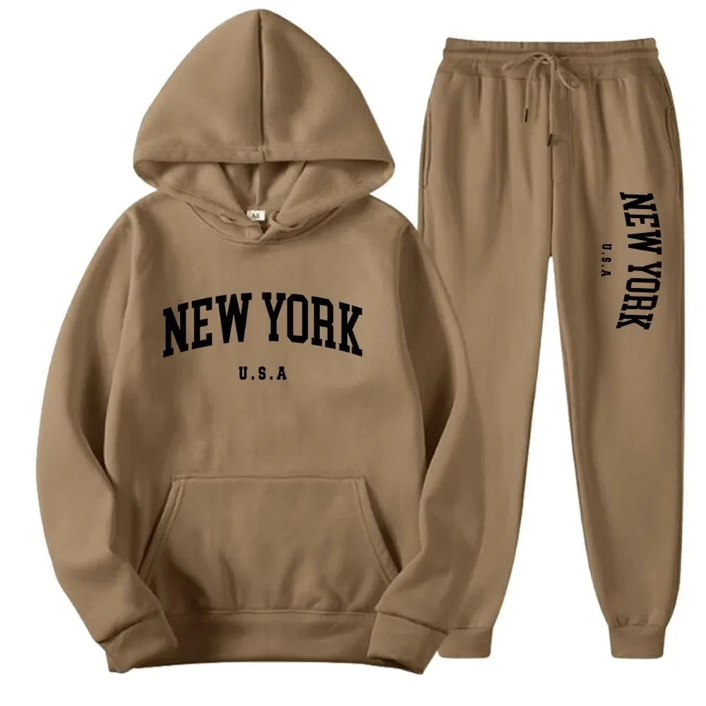 Bellanica - New York Print Casual Hoodie Set