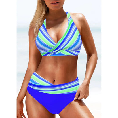 Bellanica - Rainbow Stripe High Waist Bikini Set