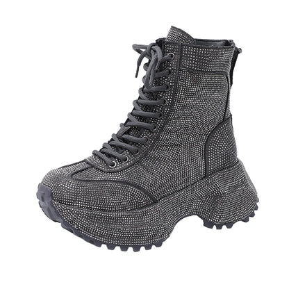 Bellanica - Women’s casual rhinestone height-increasing boots