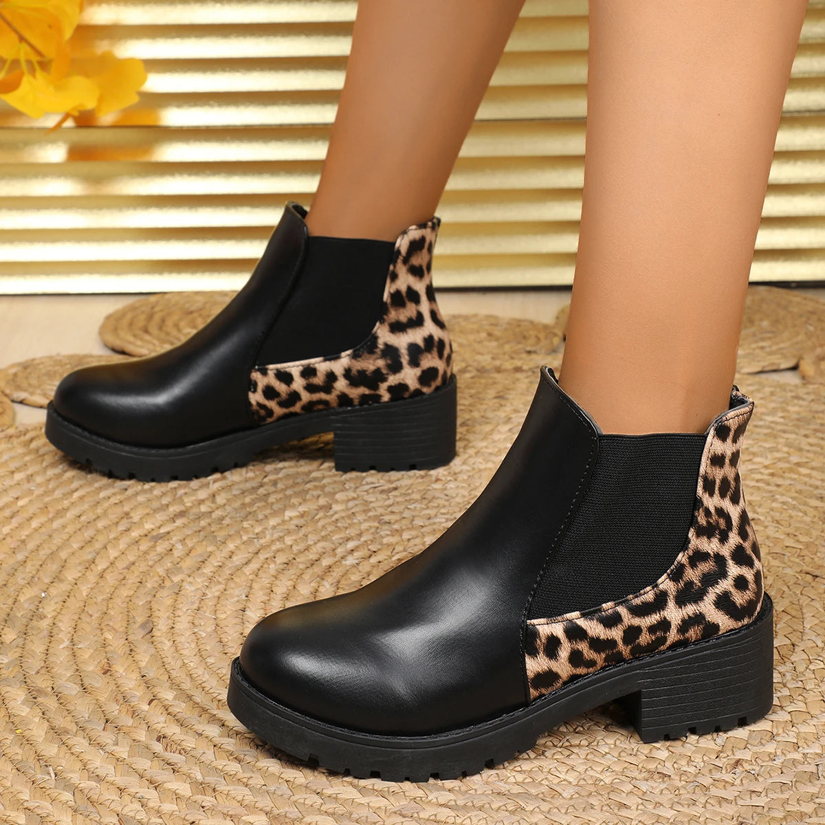 Bellanica - Leopard thick-bottom Chelsea boots